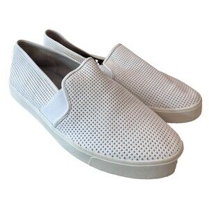 Vince NEW Size 11 Blair Perforated White Leather Slip-On Sneakers Loafer Womens